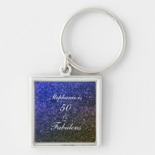 50 en verbluffend Birthday Black Blue Glitter Ombr Sleutelhanger