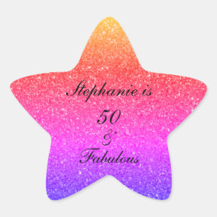 50 en verbluffend Birthday Pink Black Paars Glitte Ster Sticker