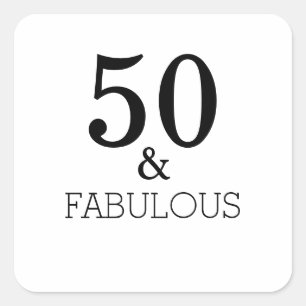50 en verbluffend bloeddagfeest Black White elegan Vierkante Sticker