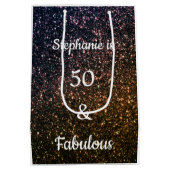 50 en verbluffend goudglitter (gouden gouden goude medium cadeauzakje (Achterkant)