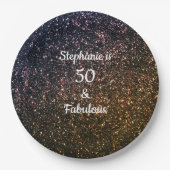 50 en verbluffend goudglitter (gouden gouden goude papieren bordje (Voorkant)