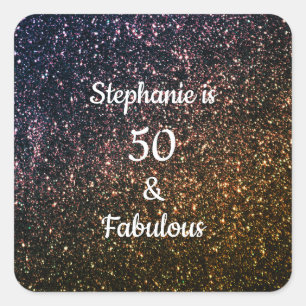 50 en verbluffend goudglitter (gouden gouden goude vierkante sticker