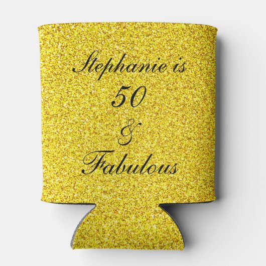 50 en verbluffend goudglittercadeautje met gouden blikjeskoeler (Achterkant)