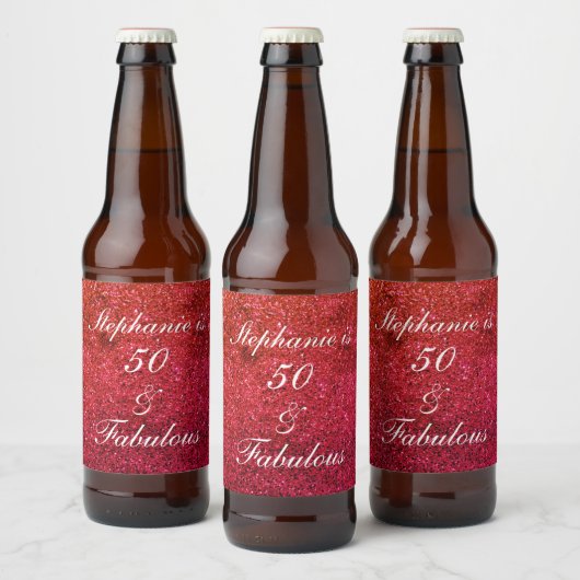 50 en verbluffend oranjewitte glitter bier etiket (Flessen)
