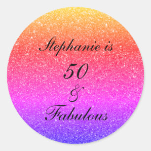 50 en verbluffend Paars glitter op zaterdag Ronde Sticker