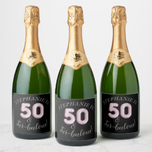 50 en vloeibaar Roze Crazy Cat Lady Partij Sparkling Wijnetiket