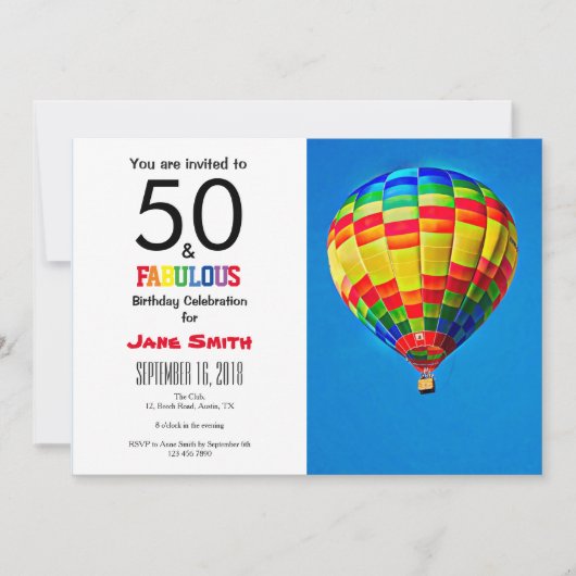 50 et fabuleuse invitation d'anniversaire (Devant)