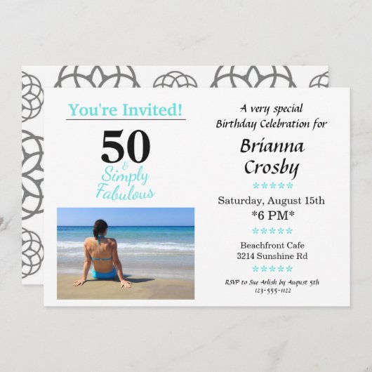 50 et fabuleuse invitation d'anniversaire Simply B (Devant / Derrière)