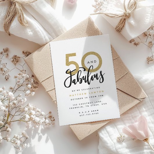 50 et fabuleuse invitation de fête d'anniversaire