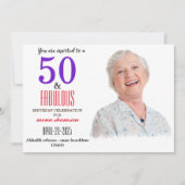 50 et fabuleuse invitation de fête d'anniversaire (Devant)