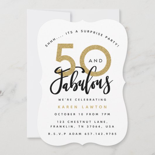 50 et fabuleuse invitation surprise fête d'anniver (Devant)