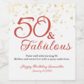 50 et fabuleux 50e anniversaire Étiquette de vin d (Étiquettes simples)