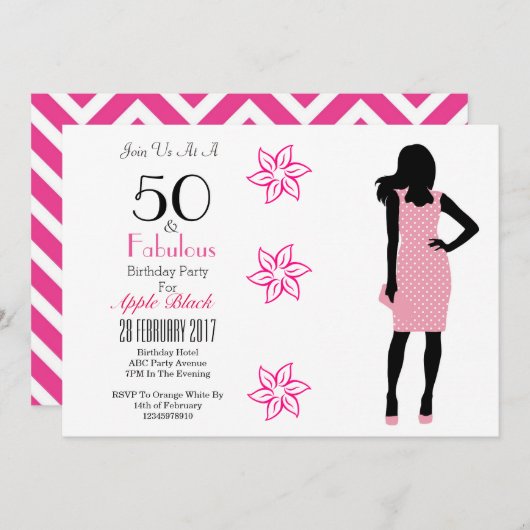 50 et fabuleux 50e anniversaire Invitation Chevron (Devant / Derrière)