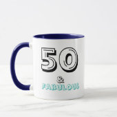 50 et fabuleux Anniversaire Blue Typography Mug (Gauche)