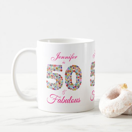 50 et Fabuleux Anniversaire Mug (Avec donut)