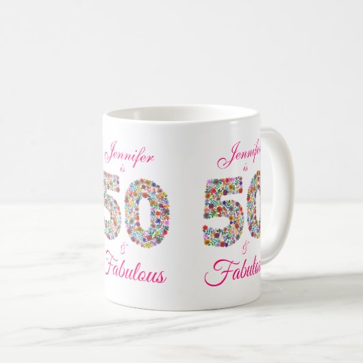 50 et Fabuleux Anniversaire Mug (Devant droit)