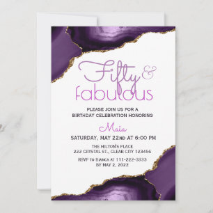 50 et fabuleux blanc violet Agate Invitation