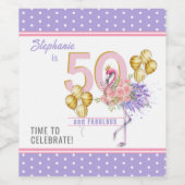 50 et Fabuleux Flamant rose rose Floral Étiquette  (Étiquettes simples)