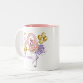 50 et fabuleux Flamant rose rose floral Mug (Devant gauche)
