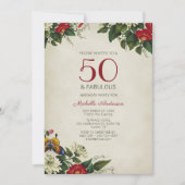 "50 et fabuleux" Floral Birthday Party Invitation (Devant)
