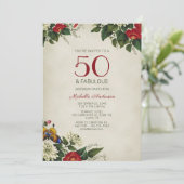 "50 et fabuleux" Floral Birthday Party Invitation (Debout devant)