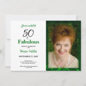50 Et Fabuleux Green Floral Invitation Anniversair (Devant)
