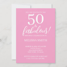 50 et fabuleux Pink 50e anniversaire Invitation