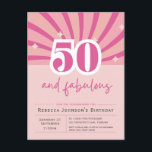 50 et fabuleux Pink 50th Birthday Invitation<br><div class="desc">Apportez une ambiance rose rétro branchée pour sa fête de 50 ans avec ces invitations vibrantes. Facile à customiser avec tous les détails de la célébration et mettant en vedette la typographie vintage mignonne. Texte : "50 et fabuleux ! Rejoignez les célébrations pour (nom) anniversaire".</div>