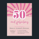 50 et fabuleux Pink 50th Birthday Invitation<br><div class="desc">Apportez une ambiance rose rétro branchée pour sa fête de 50 ans avec ces invitations vibrantes. Facile à customiser avec tous les détails de la célébration et mettant en vedette la typographie vintage mignonne. Texte : "50 et fabuleux ! Rejoignez les célébrations pour (nom) anniversaire".</div>