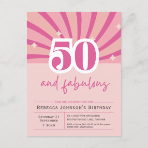 50 et fabuleux Pink 50th Birthday Invitation