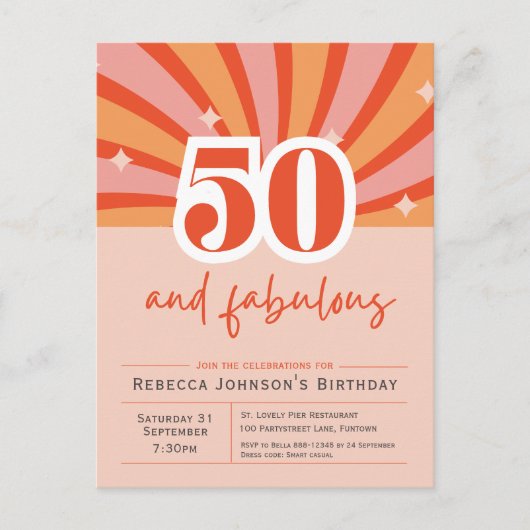 50 et fabuleux Retro 50e anniversaire Invitation (Devant)