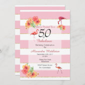 50 et fabuleux Tropical Pink Invitation d'annivers (Devant / Derrière)