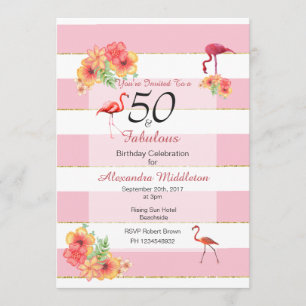 50 et fabuleux Tropical Pink Invitation d'annivers