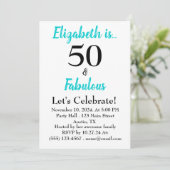 50 et Fabuleux Turquoise Black Script Invitation (Debout devant)