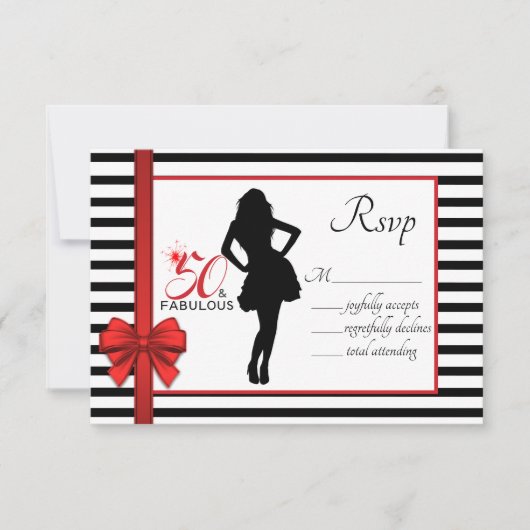 50 et FABULOUS 50e carte de réponse d'anniversaire (Devant)