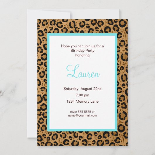 50 Et Fabulous Leopard Birthday Invitation (Devant)