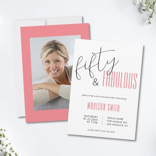 50 et Fabulous Photo 50e Anniversaire Invitation