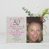 50 et Fabulous Purple invitation argent et rose (Debout devant)