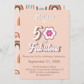 50 et Fabulous rose Anniversaire Invitation Super (Devant / Derrière)