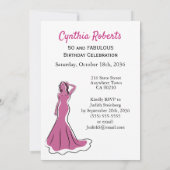 50 et Fabulous rose Invitation d'anniversaire (Dos)