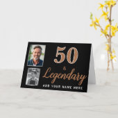50 et légendaire 2 photos Carte 50e anniversaire (Fleur jaune)