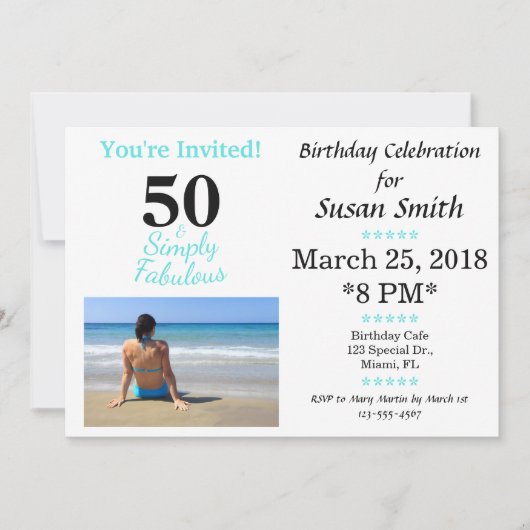 50 et simplement fabuleuse invitation d'anniversai (Devant)
