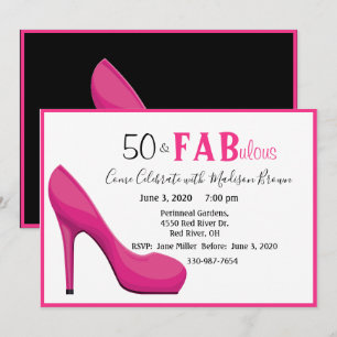 50- & Fab 50- en Fabulous Pink High-Hiel Kaart