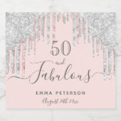 50 fabelachtig verjaard roos goud glitter roze zil sparkling wijnetiket (Enkel label)