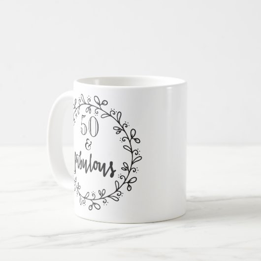 50 & Fabuleux 50e Anniversaire Mug (Devant gauche)