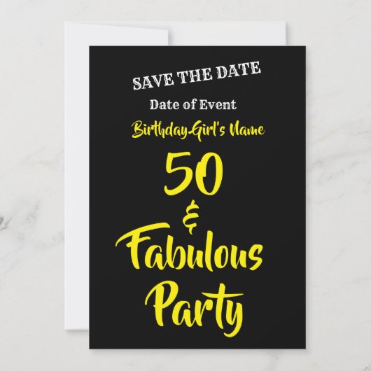 50 & Fabuleux Anniversaire Invitation de fête - (Dos)