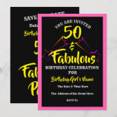 50 & Fabuleux Anniversaire Invitation de fête - (Devant / Derrière)