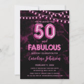 50 & Fabuleux Balloon rose Invitations d'anniversa (Devant)