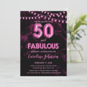 50 & Fabuleux Balloon rose Invitations d'anniversa (Debout devant)