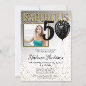 50 & Fabuleux Black Gold Glam Invitation Anniversa (Devant)